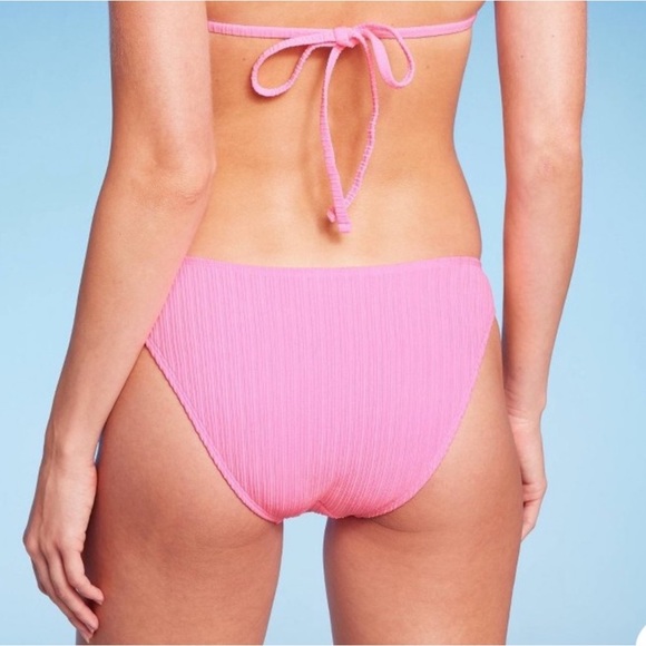 NWT Wild Fable Ribbed Neon Pink Swim Bottoms - Picture 3 of 8